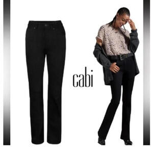 Cabi jeans womens 6 black 5th avenue slim flare denim stretch minimalist office